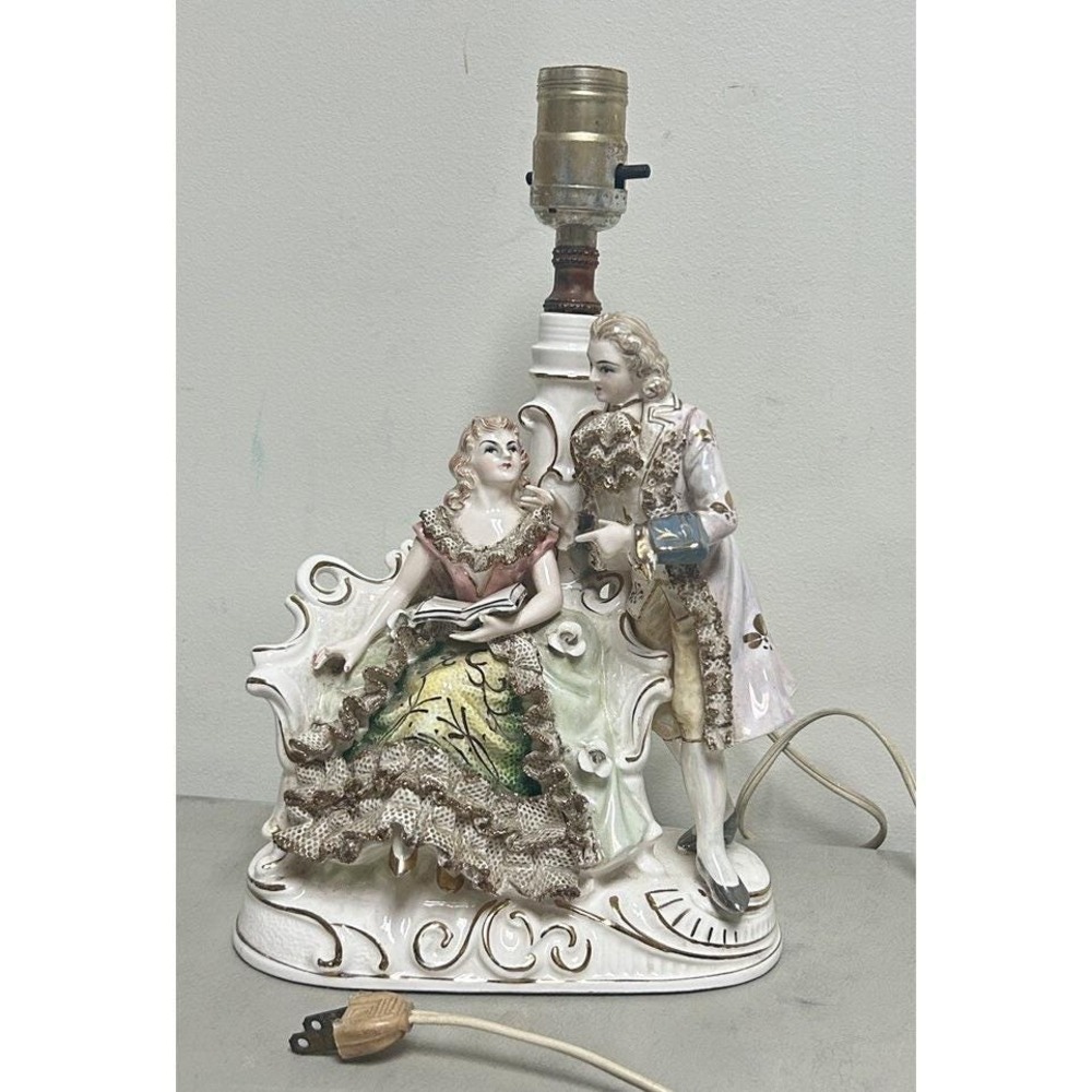 Rare Vintage Made in Japan Antique Porcelain Victorian Lamp Royal Rococco